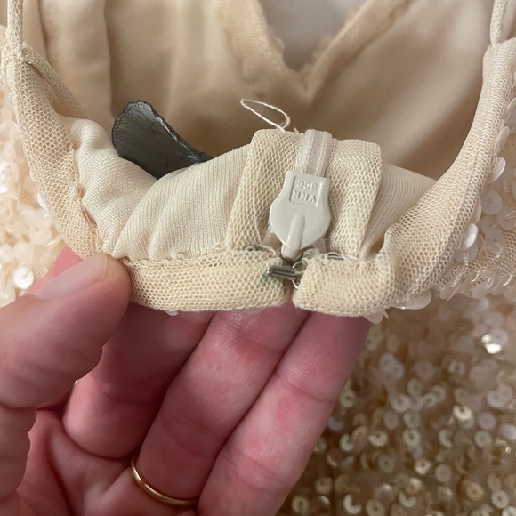 Adrianna Papell Women's Beige Sequined Sleeveless Gown Formal Dress - Picture 15 of 16